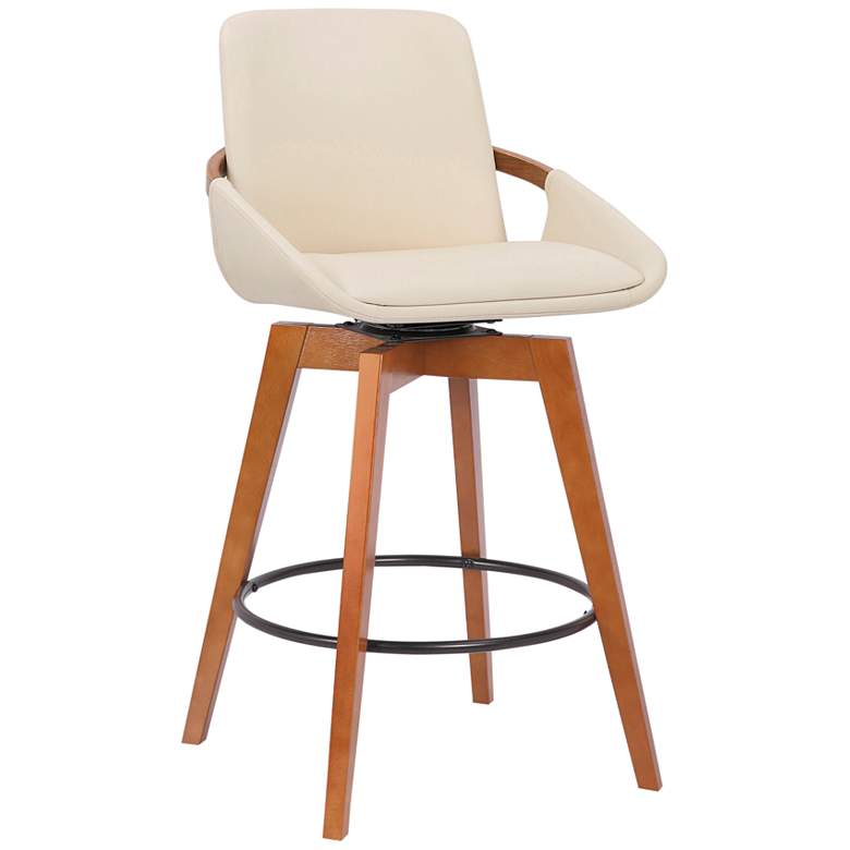Image 1 Baylor 27" Cream Faux Leather Swivel Counter Stool
