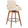 Baylor 27" Cream Faux Leather Swivel Counter Stool