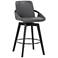 Baylor 27" Gray Faux Leather Swivel Black Wood Counter Stool