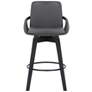 Baylor 27" Gray Faux Leather Swivel Black Wood Counter Stool