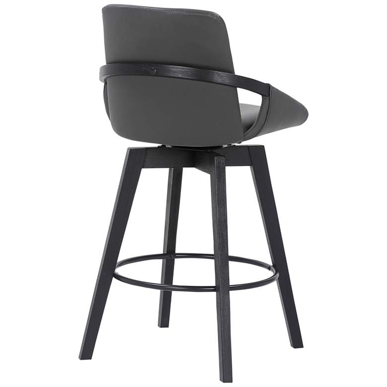 Image 4 Baylor 27" Gray Faux Leather Swivel Black Wood Counter Stool more views