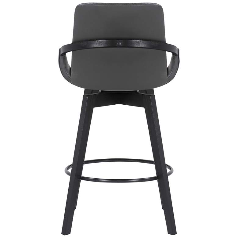 Image 5 Baylor 27" Gray Faux Leather Swivel Black Wood Counter Stool more views