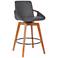 Baylor 27" Gray Faux Leather Walnut Wood Counter Stool