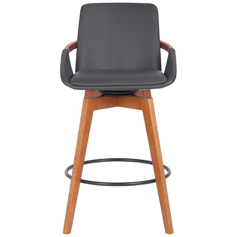 Image 2 Baylor 27" Gray Faux Leather Walnut Wood Counter Stool more views