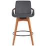 Baylor 27" Gray Faux Leather Walnut Wood Counter Stool