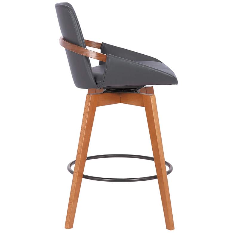 Image 3 Baylor 27" Gray Faux Leather Walnut Wood Counter Stool more views