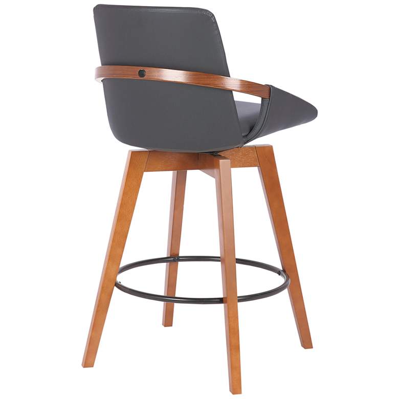 Image 4 Baylor 27" Gray Faux Leather Walnut Wood Counter Stool more views
