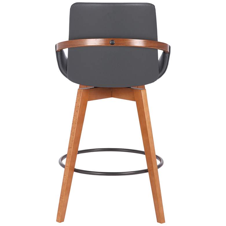 Image 5 Baylor 27" Gray Faux Leather Walnut Wood Counter Stool more views