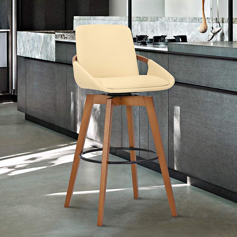 Image 1 Baylor 30 1/2" Cream Faux Leather Swivel Bar Stool