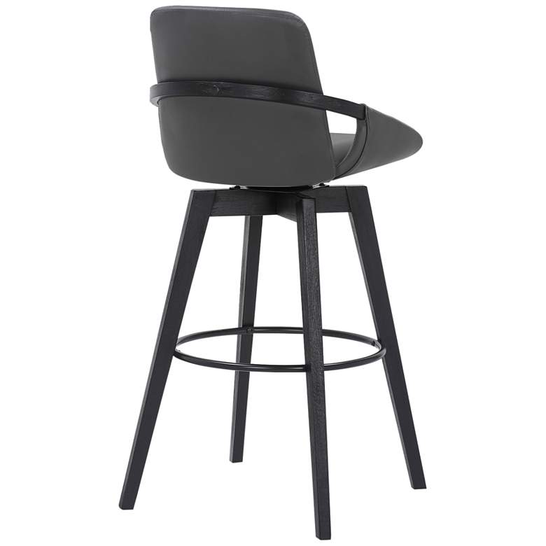 Image 4 Baylor 30 1/2" Gray Faux Leather Black Wood Swivel Bar Stool more views