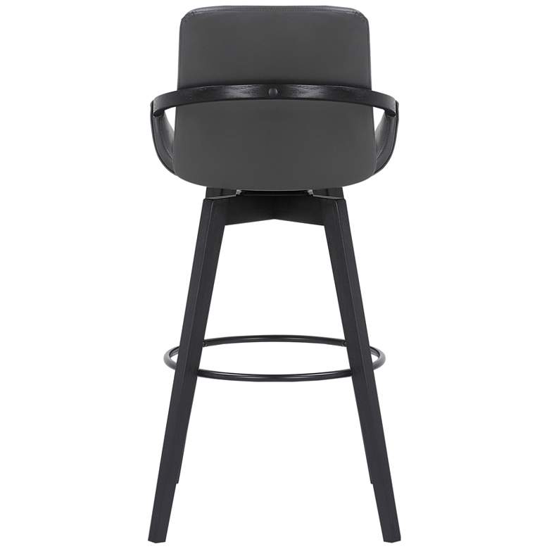 Image 5 Baylor 30 1/2 inch Gray Faux Leather Black Wood Swivel Bar Stool more views