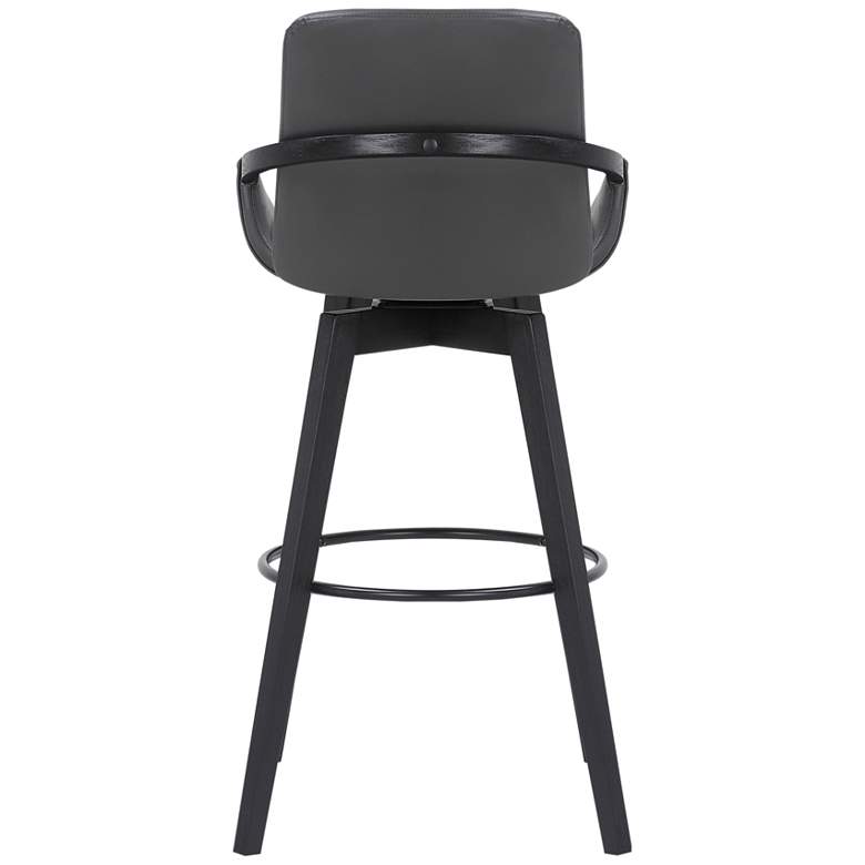 Image 5 Baylor 30 1/2" Gray Faux Leather Black Wood Swivel Bar Stool more views