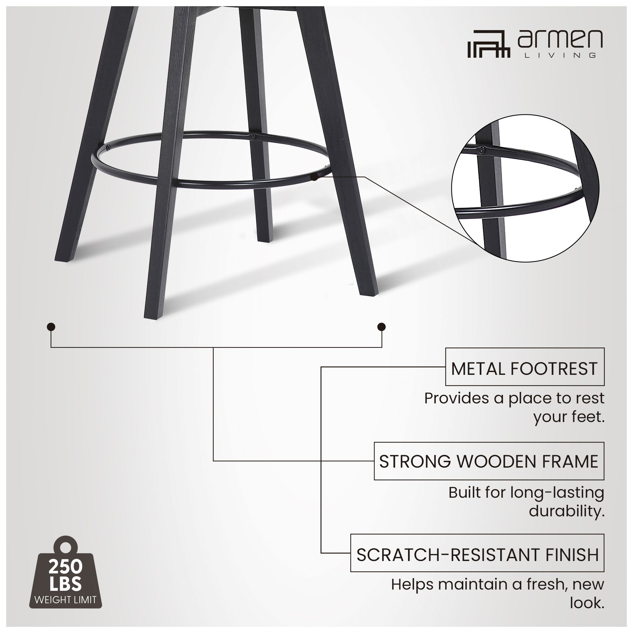 Image 7 Baylor 30 1/2" Gray Faux Leather Black Wood Swivel Bar Stool more views