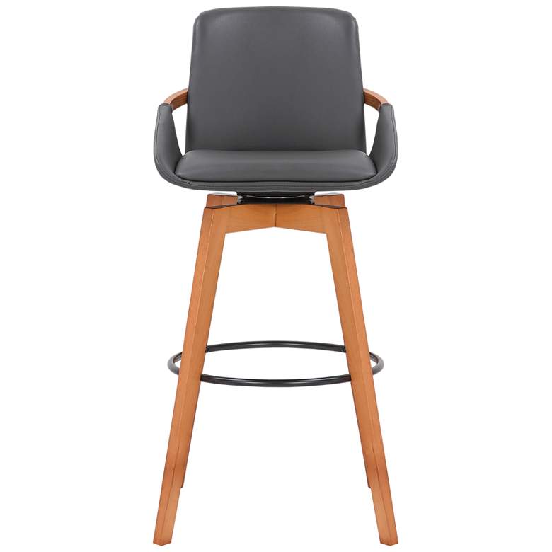 Image 2 Baylor 30 1/2" Gray Faux Leather Walnut Wood Bar Stool more views