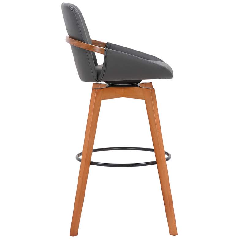 Image 3 Baylor 30 1/2" Gray Faux Leather Walnut Wood Bar Stool more views