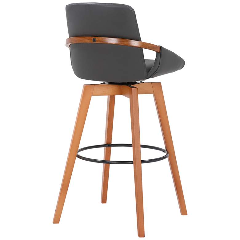 Image 4 Baylor 30 1/2" Gray Faux Leather Walnut Wood Bar Stool more views