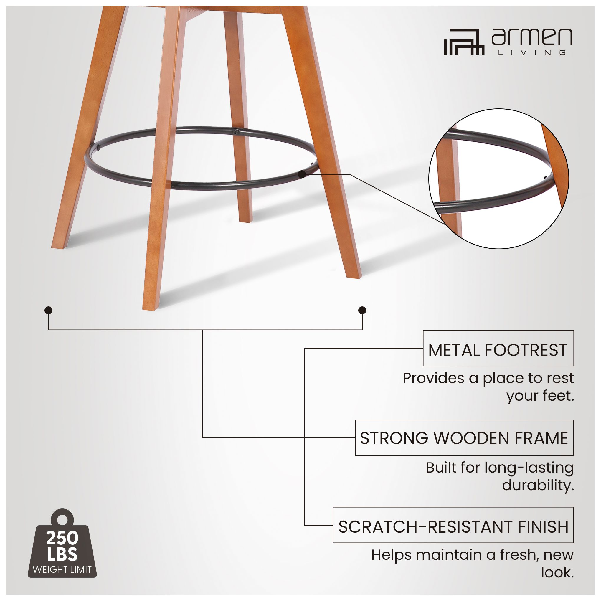 Image 7 Baylor 30 1/2" Gray Faux Leather Walnut Wood Bar Stool more views