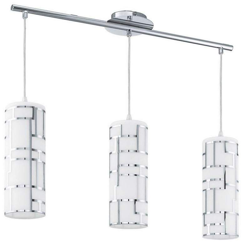 Image 1 Bayman - 3-Light Multi Light Pendant - Chrome - White Décor Glass