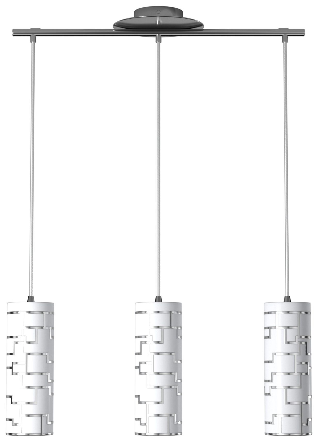 Image 6 Bayman - 3-Light Multi Light Pendant - Chrome - White DÃ©cor Glas more views