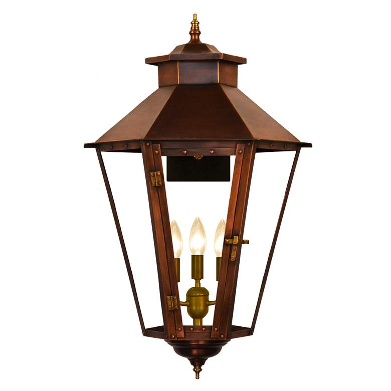 Image 1 Bayou Street 33 1/2" High Antique Copper 3-Light Outdoor Wall Light