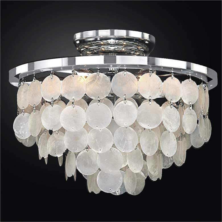 Image 1 Bayside 13" Wide Silver Pearl Capiz Shell Ceiling Light
