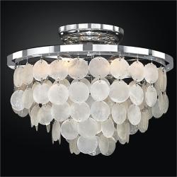 Bayside 13&quot; Wide Silver Pearl Capiz Shell Ceiling Light