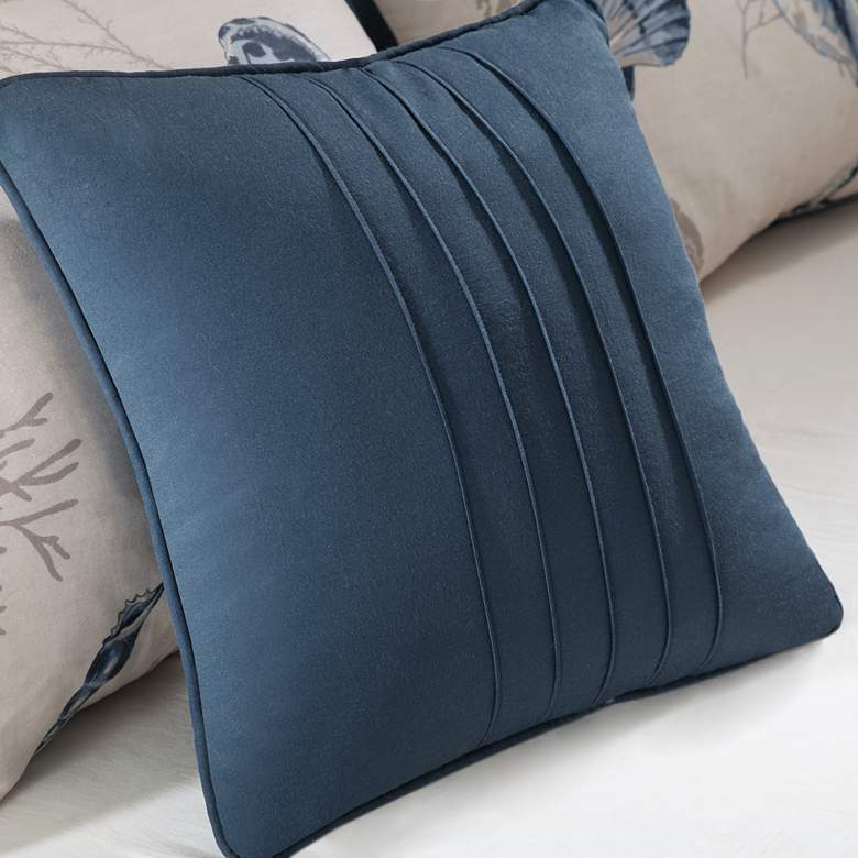 Image 3 Bayside Blue Cotton Sateen Queen 7-Piece Comforter Set more views
