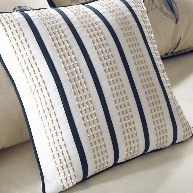 Image 5 Bayside Blue Cotton Sateen Queen 7-Piece Comforter Set more views