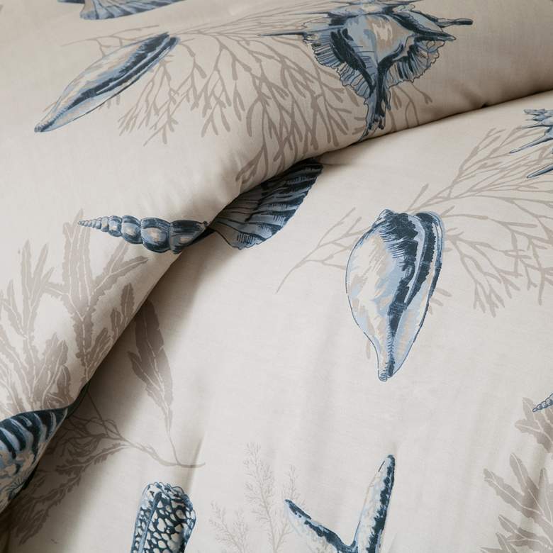 Image 7 Bayside Blue Cotton Sateen Queen 7-Piece Comforter Set more views