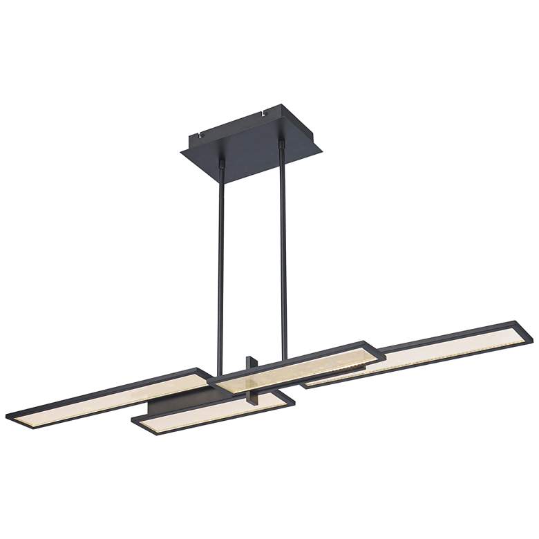 Image 2 Bayswater 46 inchW Matte Black 4-Light LED Island Pendant Light