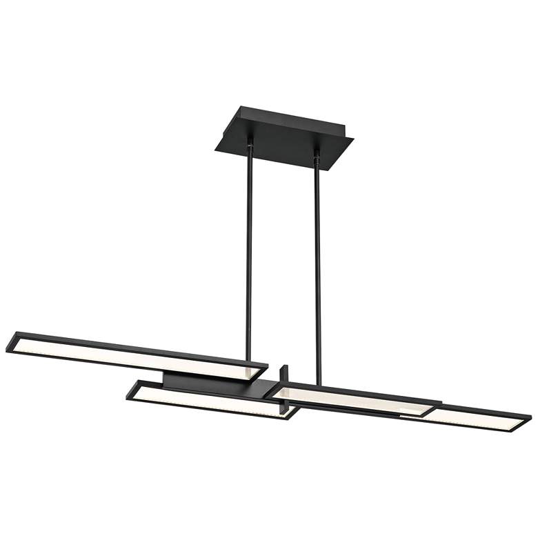 Image 4 Bayswater 46"W Matte Black 4-Light LED Island Pendant Light more views