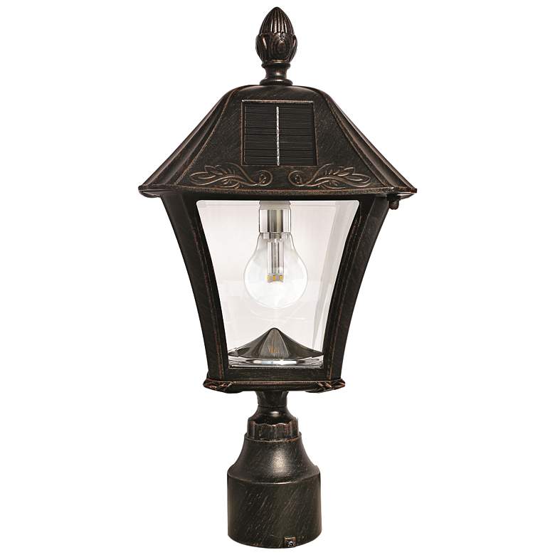 Image 1 Baytown 17" High Brushed Bronze Solar LED Outdoor Post Light