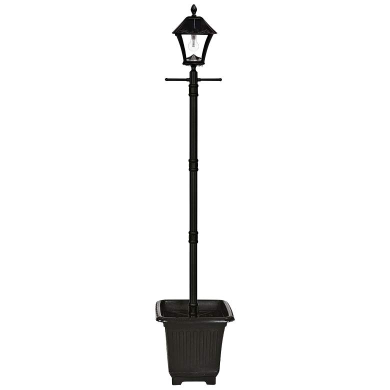 Image 1 Baytown 77 inch Bronze Solar Powered LED Outdoor Post Light with Planter