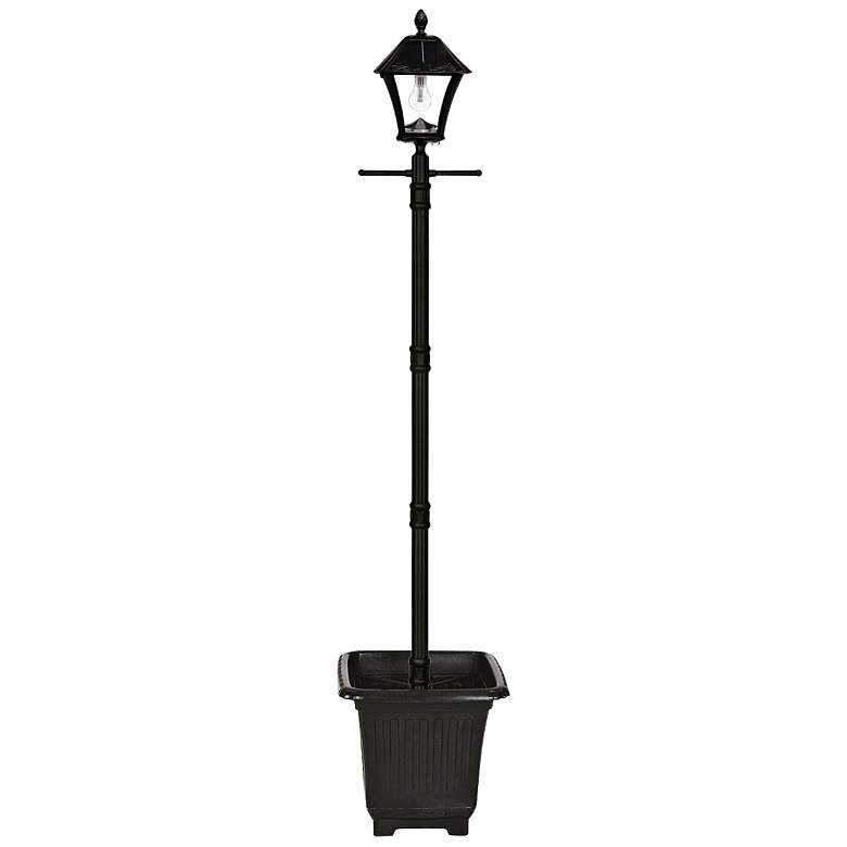 Image 1 Baytown 77" Bronze Solar Powered LED Outdoor Post Light with Planter