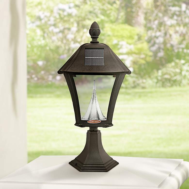 Image 1 Baytown Black 19" High Tri-Mount Solar LED Outdoor Light