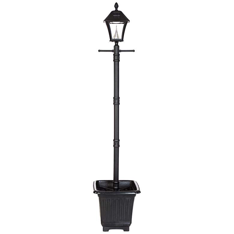 Image 1 Baytown Black Planter Box 6000K 2-Watt LED Solar Post Light