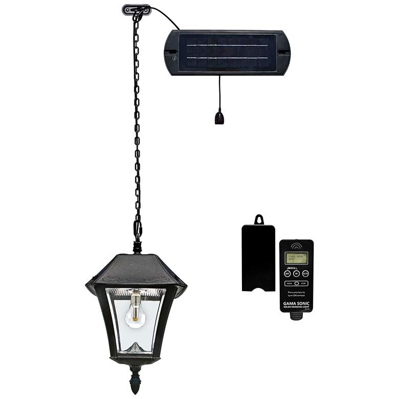 Image 1 Baytown II 18 inch High Black Solar LED Outdoor Hanging Light