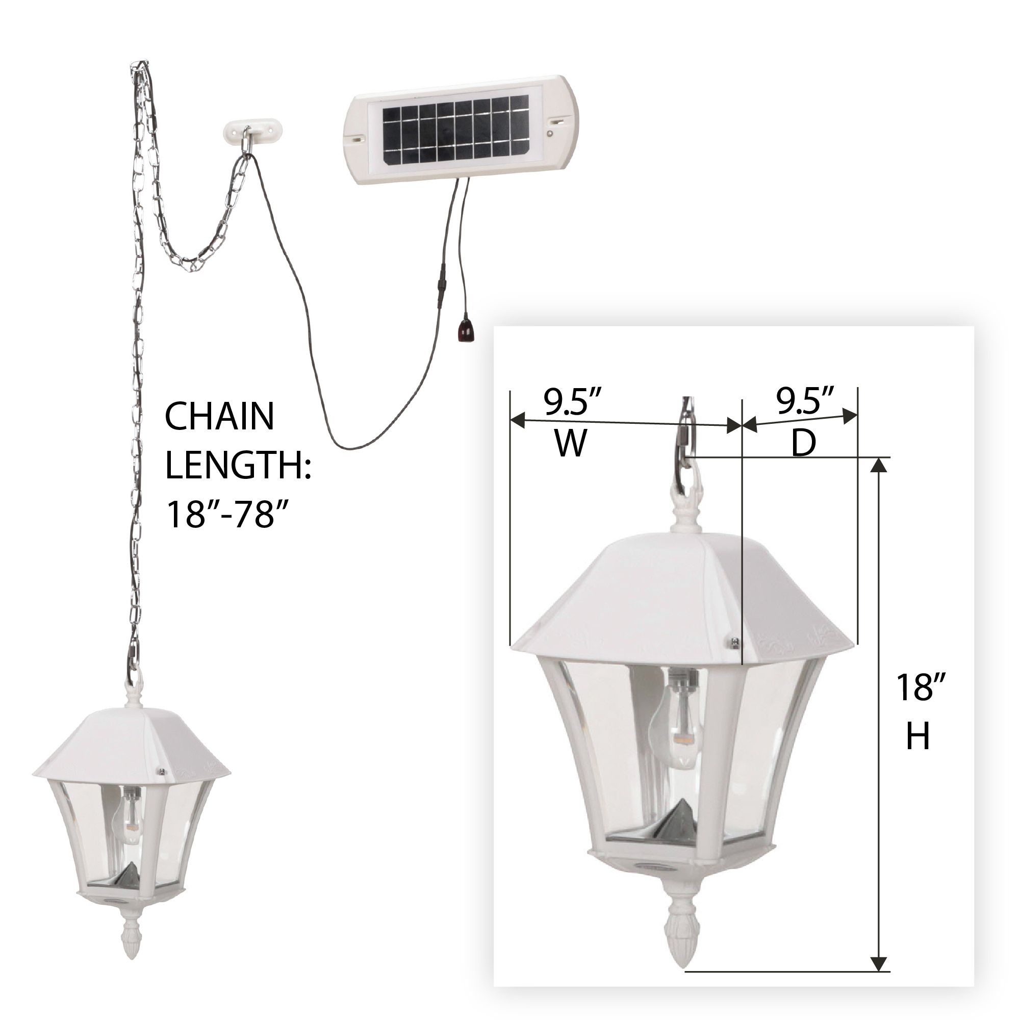 Image 3 Baytown II Bulb 18" High White Solar LED Hanging Light more views