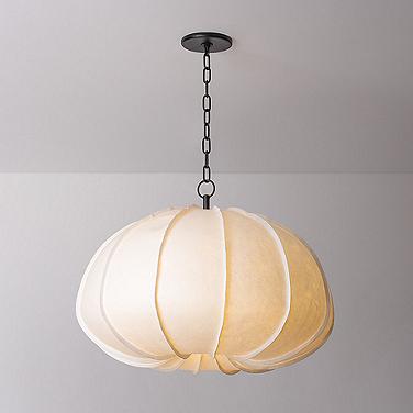 Bayu 17" Wide Forged Iron and White Pendant Light