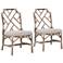 Bayview Coastal Style Old Gray Rattan Woven Dining Chairs Set of 2