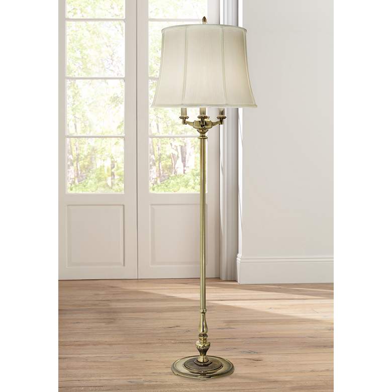 Image 1 Bayville Candelabra Arm Brass Finish Floor Lamp by Stiffel