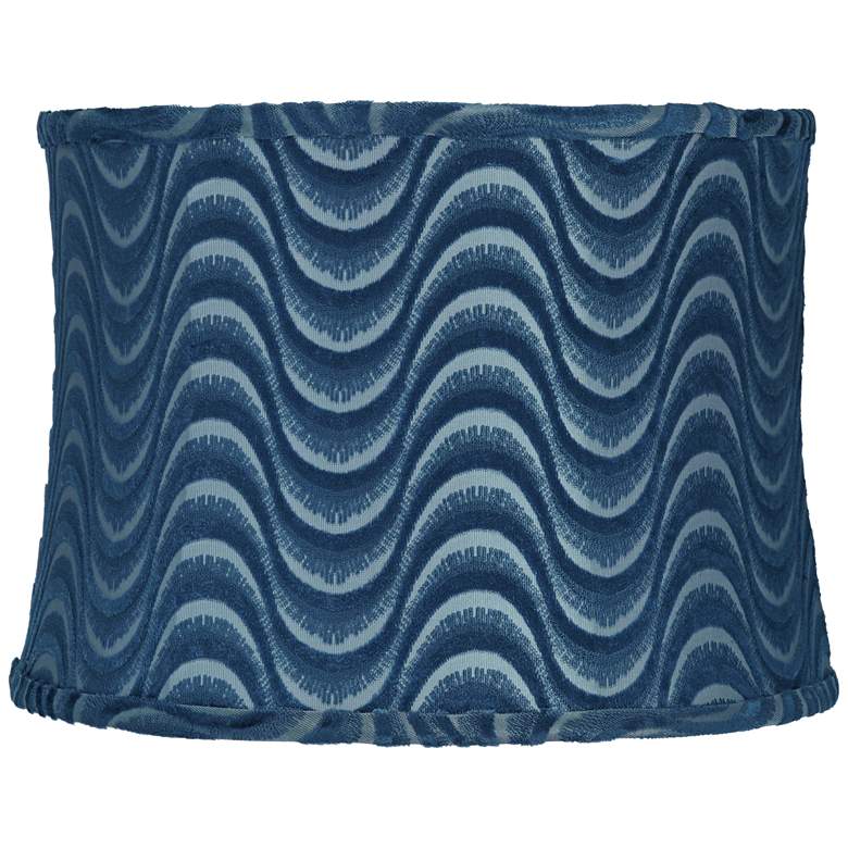 Image 1 Baywood Blue Sheer Wave Drum Lamp Shade 13x14x10 (Spider)