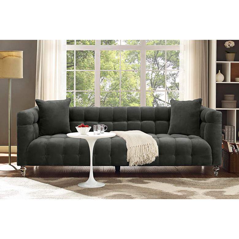 Image 1 Bea Gray Velvet Tufted Sofa