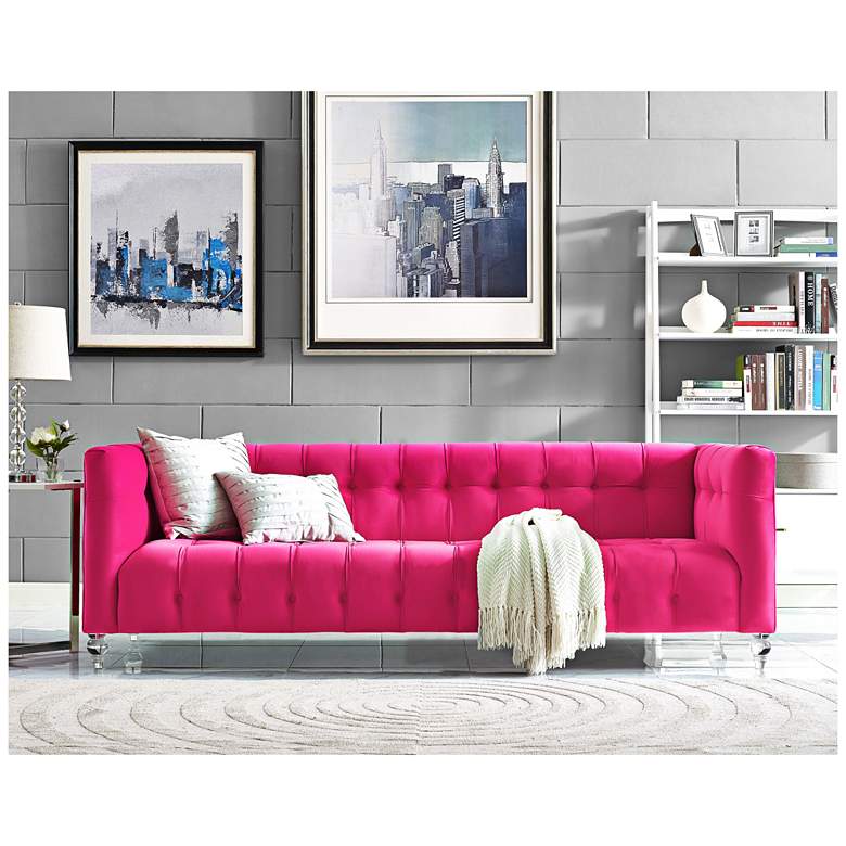 Image 2 Bea Pink Velvet Tufted Sofa more views