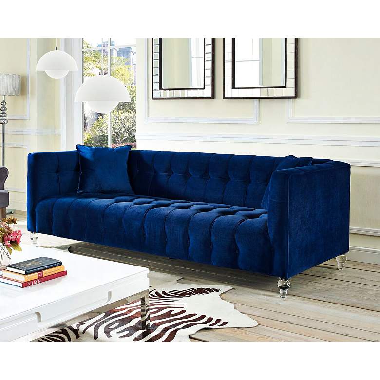 Image 1 Bea Tufted Navy Blue Velvet Sofa