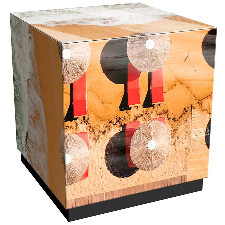 Image 1 Beach Bliss II" Reverse Printed Beveled Art Glass Lamp Table