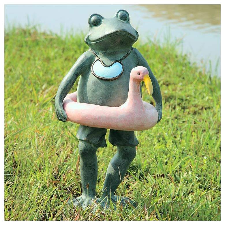 Image 1 Beach Buddy Frog 19 1/2" High Aluminum Outdoor Garden Statue