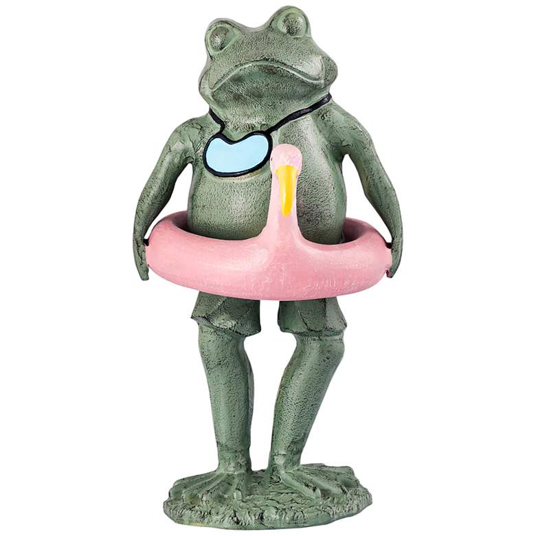 Image 1 Beach Buddy Frog 19 1/2 inch High Verdigris Outdoor Statue