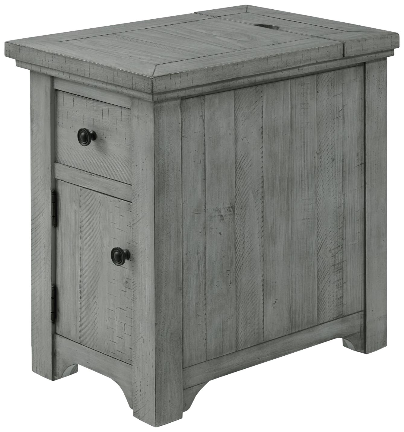Beach House 16" Wide Gray Side Table with Plugs and USB