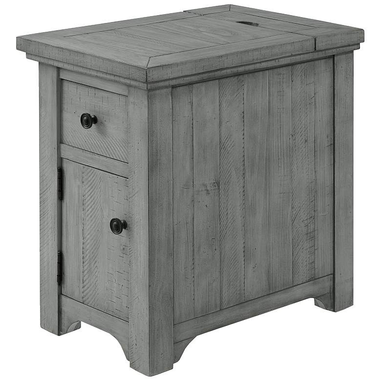 Image 2 Beach House 16" Wide Gray Side Table with Plugs and USB
